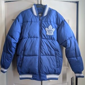 Maple Leaf Blue Puffer Jacket